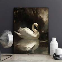 1 Pc Canvas Painting, Elegant White Swan , Wooden Framed Art,High Quality ,Thickness 2.25cm/1inch  Wall Art Prints Poster Direct Hanging Decor For Home Gifts,Living Room, Bathroom, Bedroom, Kitchen,Bar,Office - 彩色 - 查看 6