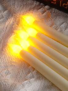 48pcs Beige Flameless Cone Candles, LED Cone Candles, Battery Operated, Suitable For Christmas, Birthday, Wedding, Party, Church Table Decoration - Warm Light - View 5