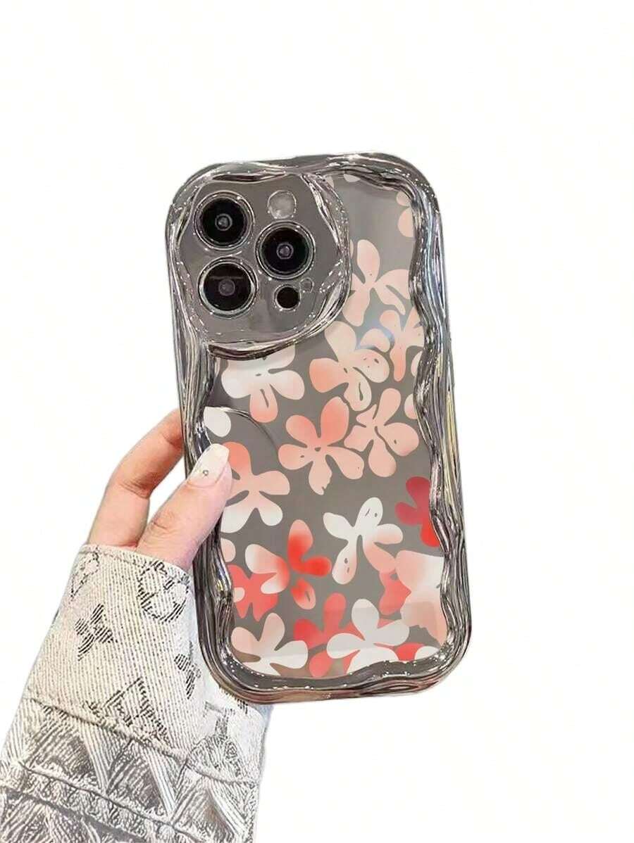 Funda para teléfono (1 unidad) Plateada, con diseño de Sakura rosa. Compatible con 16, 16 Plus, 16 Pro Max, 15 Plus, 15 Pro, 15 Pro Max, 14, 14 Plus, 14 Pro, 14 Pro Max, 13, 13 Pro, 13 Pro Max, 12, 12 Pro, 12 Pro Max, 11, 11 Pro, 11 Pro - Plateado - Ver 1