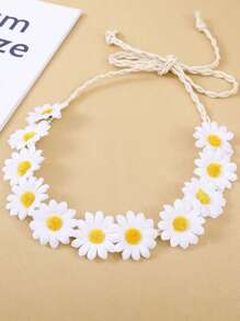 1pc Sunflower Floral Wreath Headband, Sweet Aesthetic Everyday Outdoor Photo Prop, Summer