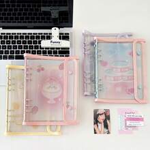 1pc Fashionable Cat & Cloud Design A5 Ring Binder With Loose Leaf Pages, K-Pop Idol Photo Album, Instant Film 4 Slots Card Holder School Supplies, Back To School - Multicolor - View 6