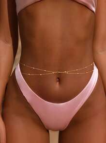 1 Stück modische mehrschichtige Perlenkörperkette, sexy Taillen-Kette, geeignet für Sommerurlaub, Lässig Kleidung, Strand und Party