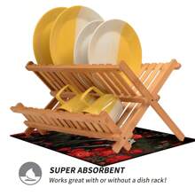 1 pieza Felpudo absorbente con estampado de esqueleto de Halloween para encimeras de cocina, tazones, platos, con alta absorbencia que oculta las manchas, con respaldo de goma, estera multifuncional para cafeteras, escurreplatos, utensilios de cocina