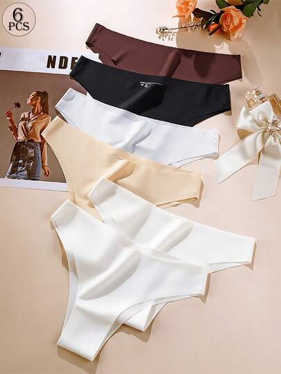 Aofeiqike 6 piezas de ropa interior sin costuras para mujer, estilo deportivo y de yoga de seda de hielo, bragas sexys, cómodas y transpirables, estilo dulce del campo francés, bragas triangulares, ropa interior femenina adelgazante: opciones de multicolor, diseño sin costuras, cómoda y amigable con la piel, sexy y ajustada, estilo deportivo, bragas triangulares invisibles