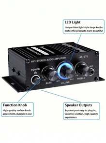 AK-270迷你双声道汽车立体声功放，家庭影院音响系统，12V立体声功放，带低音和高音调节。