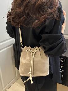 迷你时尚草编金链抽绳水桶包，沙滩包，夏季度假包