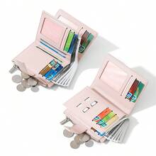 Small Wallet For Women Bifold RFID Blocking Card Holder Leather Wallets With Zipper Coin Pocket