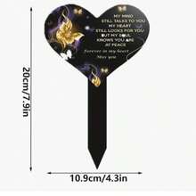 1 件 2D 平面户外墓地耐用亚克力心形纪念桩 - 防风雨，易于安装，无需电源 - 纪念亲人的纪念品