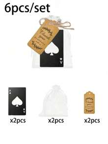 Bộ 6/18/30 chiếc/Bộ mở nắp chai bài đen/bạc, mở nắp chai Spade A, thích hợp làm quà tặng tiệc cưới, quà tặng không khí sum họp tại nhà, quà tặng khách dự tiệc cưới, quà tặng tiệc sinh nhật, quà tặng nhỏ tự làm - Nhiều màu - Xem 12