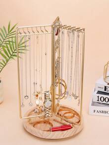 1个创意360°旋转多功能首饰架，适用于手表、耳环、发夹、耳钉、项链和手链。顶部设有储物架，可存放日常必需品，是情人节、感恩节和圣诞节惊喜的完美之选。