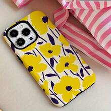 Funda para teléfono 1 pieza Pantalla completa de flores Película dos en uno: duradera, que absorbe los golpes y a la moda - 16, 15, 14, 13, 12, 11, Plus, Pro, - Colores mixtos 1 - Ver 3