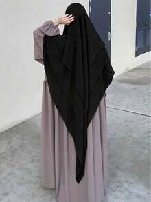 1pc Women's Elegant Khimar Hijab, Front Double Layer Design, Back 3-Layer Design, Fashionable & Graceful, Suitable For Women's Daily Prayer Wear, All Season, Can Be Paired With Any Abaya - Multicolor - View 10