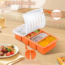 Silicone Freezer Molds For Soup With Lid – 1-Cup Soup Container Style Ice Cube Trays For Freezer, Meal Prep & Food Storage, Freeze 250mL/125mL Portions – 4 Pack - 橘色 - 查看 6