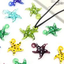3pcs Colorful Glazed 3D Polka Dot Starfish Pendant, Suitable For DIY Necklace, Bracelet, Earring, Keychain Jewelry Making Supplies