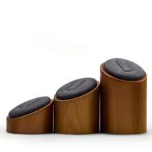 Oirlv 3 PiecesSolid Wood Bevel Ring Display Stand Retro Ring Display Stand Window Display Props Microfiber Ring Holder