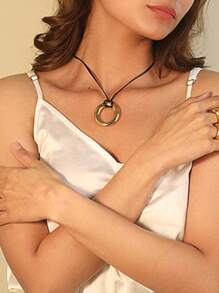 Vacuum Electroplating Personalized Necklace, Stainless Steel O-Ring Pendant Necklace, Suitable For Women's Commuting.