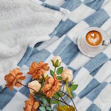 Heated Blanket Throw, 50X60, Heating Throw With 10 Heats Levels/8 Hours Auto Off, Navy Blue Plaid Sherpa Blanket Winter Warmer Adults, Washable Housewarming Couch Bed Office, ETL - 霧藍格子 - 查看 2