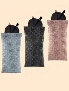 4pcs/3pcs/1pc/2pcs Unisex Rhombus Plaid Soft PU Leather Eyeglass Case - Waterproof Glasses Bag - Glasses Storage Pouch - Watch - Earphone - Small Items Organizer Accessories - Ideal Gift Choice - Multicolor - View 4