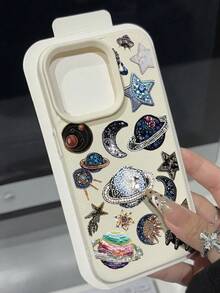 1个时尚太空飞船和星星图案软壳保护手机壳，防水防摔防滑，兼容苹果和其他手机，国际版，非国内版 - 彩色 - 查看 3