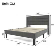 Bed Bases & Foundations - Dark Gray + Linen + 140cm*200cm - View 2