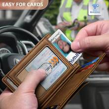 Magnetic Closure Slim Wallet-Genuine Leather Front Pocket Wallet For Men,RFID Blocking,Holds 12 Cards And Money Clip - Tiger Eye4654 - View 4