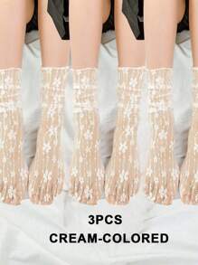 1/2/3 Pairs White Lace Socks For Women, Suitable For Mary Jane Shoes, Mid-Calf Socks With Mesh Lace Trim, Summer Knee-High Socks, Thin For Summer, Ladies Socks, Cute Socks, Girls Socks, Suitable For Spring, Autumn And Winter, Mesh Breathable Details, Moisture-Wicking, Soft And Smooth, Suitable For Various Occasions Like Festivals, Sports, Casual, Business, Can Be Worn Year-Round