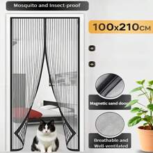 New Magnetic Fly Screen Door Curtain, Full Magnetic Strip, Self-Adhesive, Suitable For Living Room, Bedroom, Prevents Mosquitoes, No Drill Required, Curtain Divider, Summer