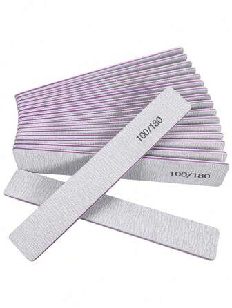 5/15pcs Professional Nail File, 180/100 Grit Natural Emery Board, Double-Sided Washable Fine Textured Nail File, Suitable For Home And Salon Use
