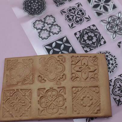 Tappetino in silicone con texture in argilla a motivo floreale barocco marocchino, fogli di texture in argilla, timbro in silicone per la realizzazione di modelli in polimero per orecchini e gioielli