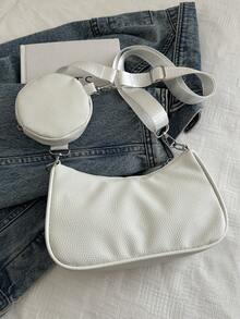 Monedero cuadrado con patrón geométrico mini, bolso bandolera cuadrado con patrón retro clásico para mujer con bolsillo colgante - Blanco - Ver 2