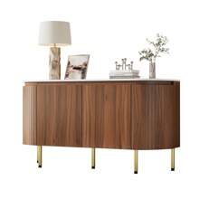 Sairedel Credenza moderna ad arco con ripiani regolabili e gambe in metallo, ideale per soggiorno e sala da pranzo (noce)