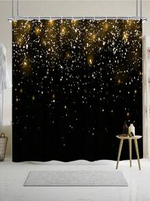 4pcs Black Sequin Shower Curtain Set, Elegant Camo Decor Modern Home, Waterproof Curtain And Bathroom Mat 3pcs Set, 12pcs Shower Curtain Hooks Included Bathroom Accessories Back To School