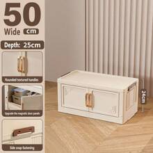 Foldable Multi-Tier Storage Box, Double Door Storage Cabinet For Clothes, Books, Snacks In Bedroom, Living Room, Cream Color