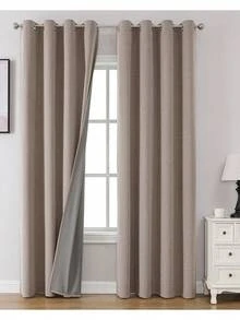 1 件/2 件仿亚麻遮光窗帘，多种尺寸可选，适用于卧室、客厅、家庭影院、餐厅，带拉绳窗帘布，深灰色