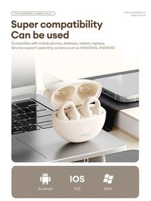 Lenovo 联想 LP25 蓝牙耳机带透明保护壳，耳挂式运动耳塞，蓝牙 5.4，ENC 通话降噪，长效电池寿命，智能触控，开放式无线耳机兼容 Apple 和 Android 平板电脑 - 綠色+透明保護套 - 查看 9