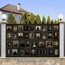 Banner Latar Belakang Potret Halloween 2D - Dekorasi Horor Rumah Gotik Latar Belakang Kain Pengubah Wajah Dekorasi Pesta Halloween - Beraneka warna - View 5