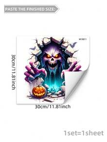 1 件万圣节搞笑骷髅和花朵墙贴，恐怖骷髅浪漫背景墙装饰可移除海报，适用于卧室、客厅、走廊、入口、厨房、浴室、节日家居装饰万圣节装饰秋季装饰房间装饰秋季装饰