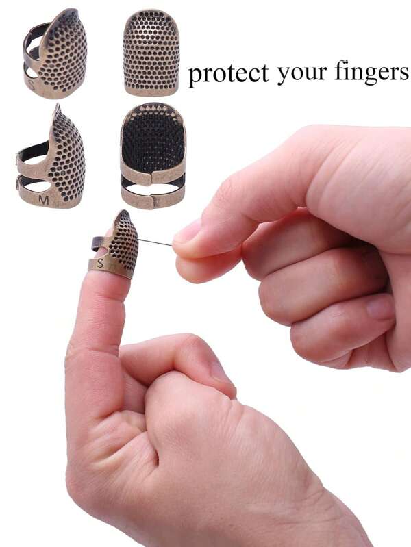 2pcs Adjustable Sewing Thimble, Used For Handmade Finger Protective Cover, Quilting Sewing DIY Tool Accessory