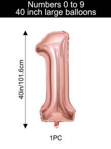 1pc Extra Large 40-Inch Rose Gold Foil Number Balloon, Birthday Party Anniversary Decorations