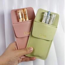 1pc's Unique And Exclusive Custom Letter And Case Name Design, Nurse Pen Case In Moranti Color Pu Leather, Simple And Fashionable Double-Layer Anti-Ink Leakage Pocket, Doctor's Thickened White Coat Work Uniform, Student And Teacher's Special Storage Pen Case, Back-To-School Season, School Supplies - Multicolor - View 5