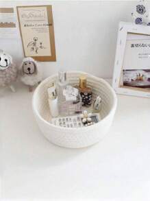 1 pièce/3 pièces Panier de rangement de bureau de couleur unie, paniers tressés en corde pour l'organisation, panier de rangement rond tressé à la main, panier de rangement décoratif de bureau, mini paniers mignons pour cosmétiques, divers, papeterie, bac de rangement de salle de bain (3 pièces = S + M + L) Cadeau de Noël pour les vacances, pour la rentrée scolaire, rangement et organisation