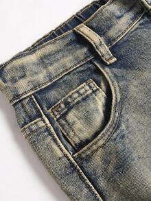 Celana Jeans Kasual Pinggang Elastis dengan Saku dan Ujung Berumbai untuk Anak Laki-Laki Remaja, Cocok untuk Semua Musim - MultiWarna - View 4