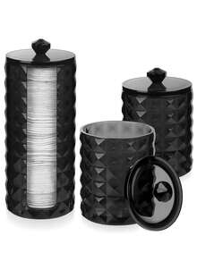 Qtips 浴室收纳盒、化妆球分配器、透明药瓶套装（用于存放化妆棉、牙线棒） - 彩色 - 查看 3