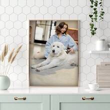 1 pieza, Foto personalizada, Marco de madera de plexiglás pulido, Retrato de mascotas personalizado en lienzo, Un regalo único para amantes de las mascotas, Perfecto para familias, parejas, recuerdos de mascotas y un regalo perfecto para aniversarios