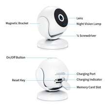 MERAIJIN Mini Camera Wireless Indoor Magnetic, 170Â° Wide Angle Motion Detection IR Night Vision Quad Screen Surveillance Magnetic Bracket Suitable For Pet/Baby/Nanny Monito