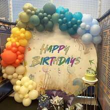 125pcs Retro Boho Balloon Arch Garland Set With Retro Blue Orange Mustard Yellow Balloons For Birthday Party Newborn Shower Boho Colorful Theme Party Decorations Back To School Balloon - Multicolor - View 5