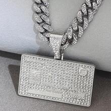 Men's Shiny Cuban Chain Necklace, Miami Style Silver Plated Gold Plated Shiny Necklace, Hop Necklace - 信用卡-銀色 - 查看 2
