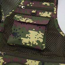 Men's Mesh Breathable Openwork Camouflage Journalist Photographer Fishing Vest Waistcoat CoatChristmas FW4R - Ngụy trang màu xanh lá cây - Xem 3
