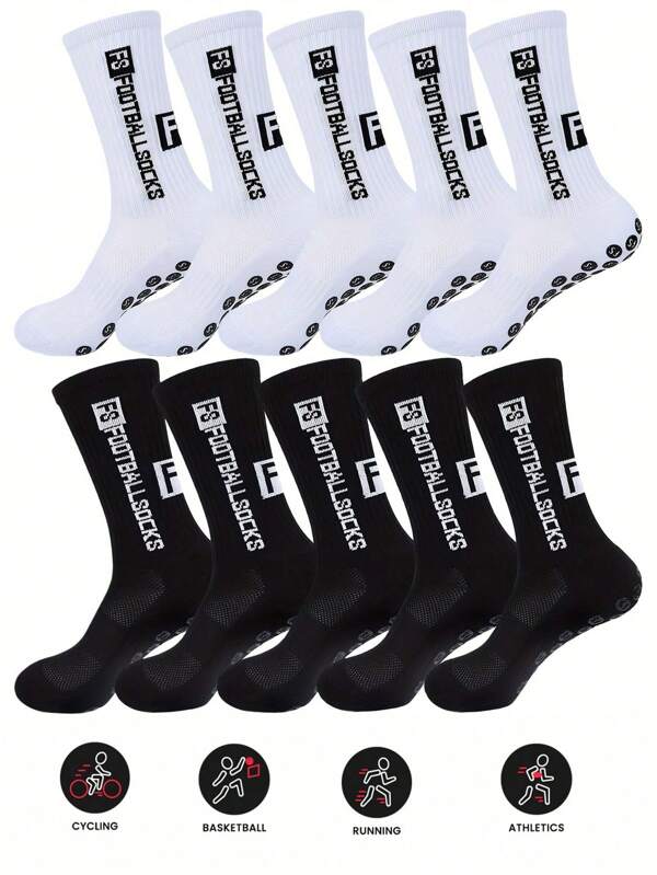 5 pares/10 pares de meias esportivas masculinas de futebol com sola de borracha antiderrapante