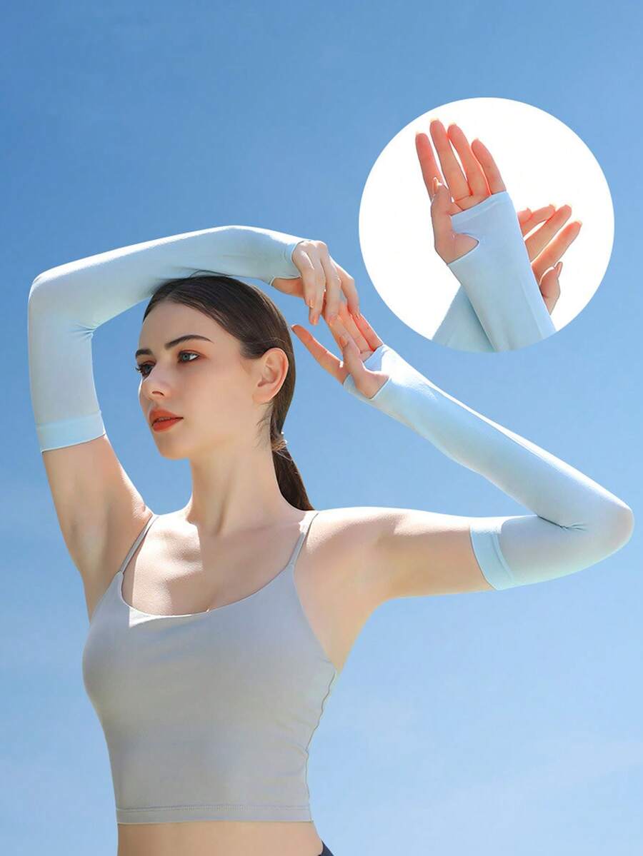 男女防晒冰袖套，防紫外线，冰丝袖套，袖套采用防护透气面料，具有吸湿功能，适合高尔夫、骑行、跑步、驾驶和户外运动爱好者